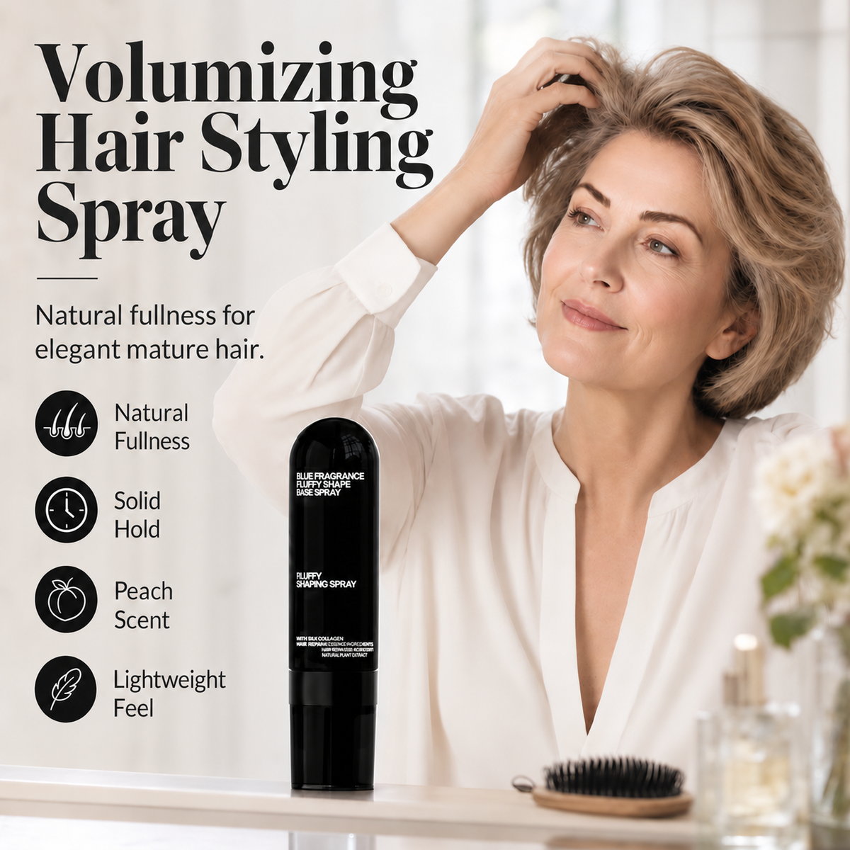 💁LAST DAY SALE 50% OFF💗 🍑Volumizing Hair Spray for Fine & Flat Hair | Long-Lasting Root Lift with Peach Fragrance⏳