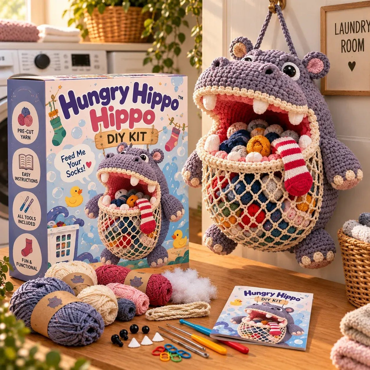 🔥Limited time 49% OFF🧦 DIY Crochet Animal Sock Holder Kit  🦈🐊