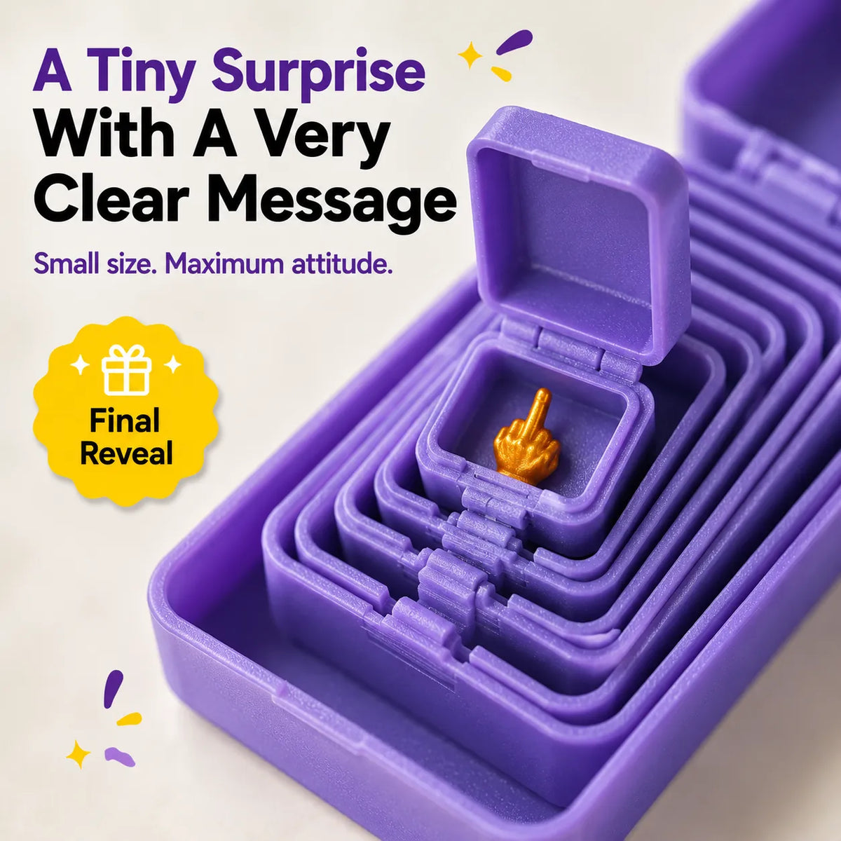 🎁 6-Layer Nesting Prank Gift Box | Pick Your Surprise: Middle Finger, Spider or Number 67