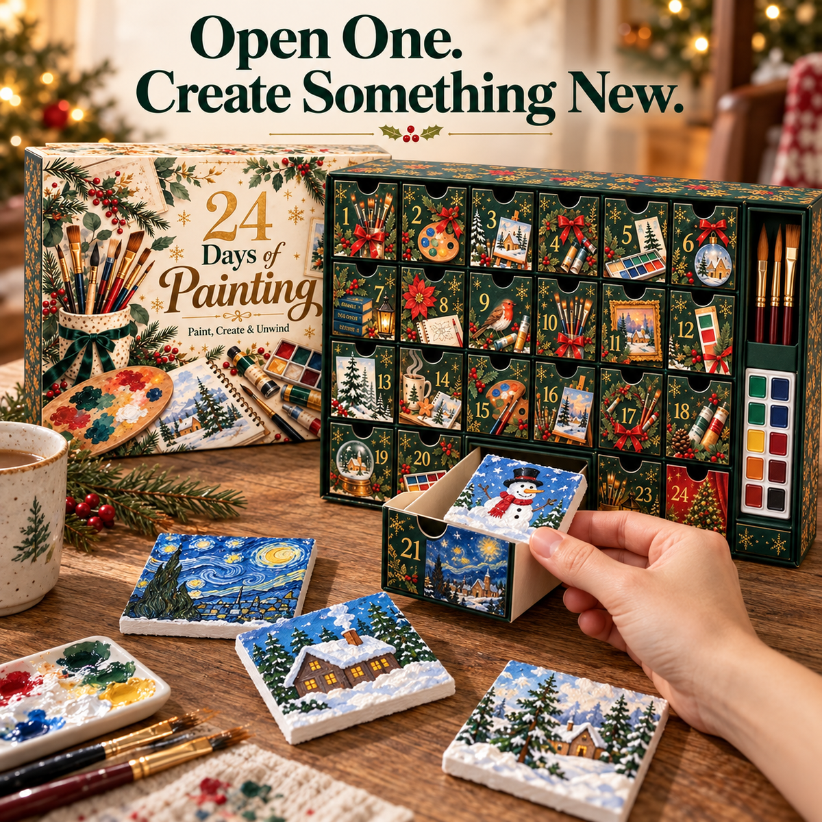 🎄 24 Days of Painting Advent Calendar – Christmas DIY Art Kit 🎨✨