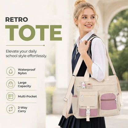 ✨ Everyday Convenience | Large-Capacity Multi-Pocket Canvas Tote Bag
