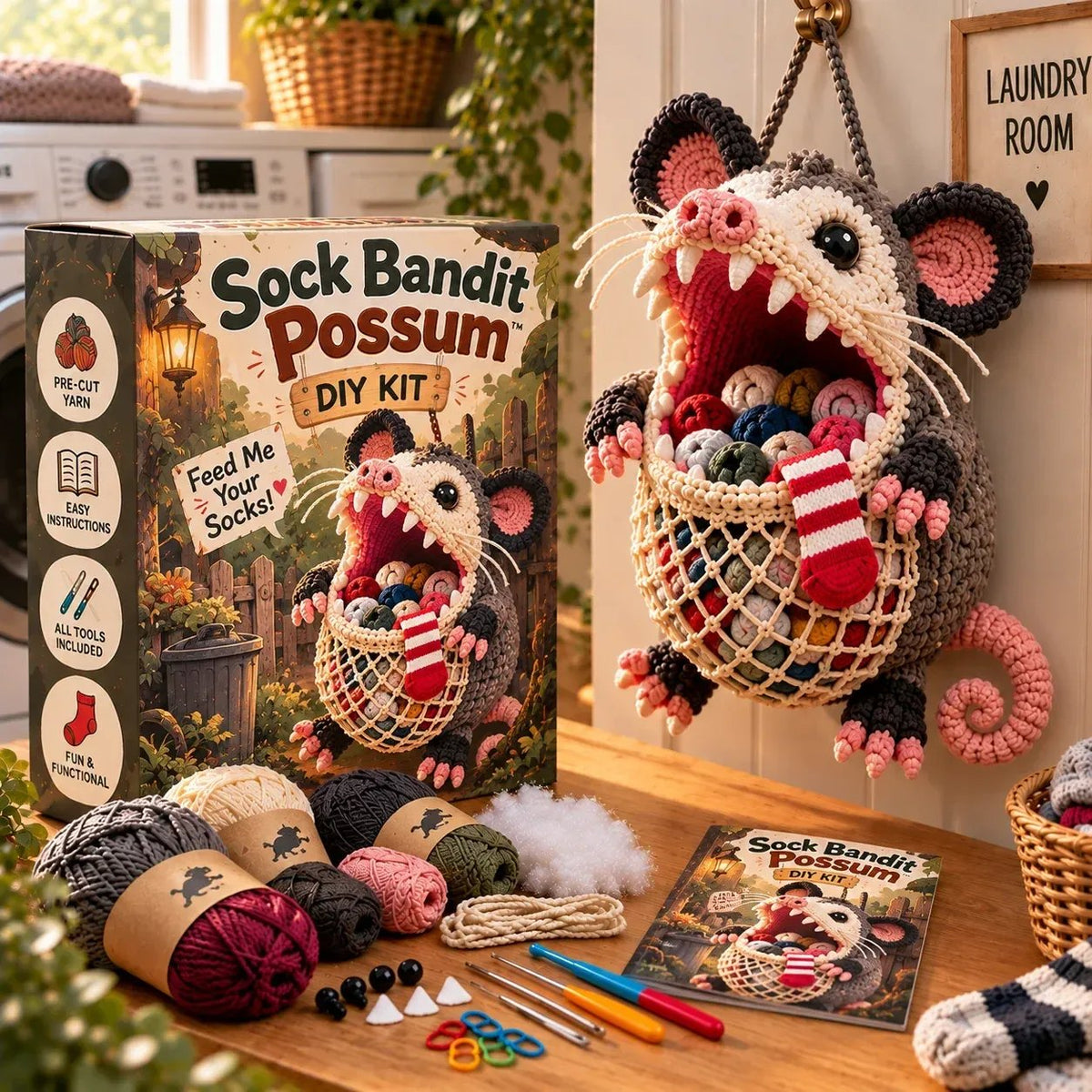 🔥Limited time 49% OFF🧦 DIY Crochet Animal Sock Holder Kit  🦈🐊