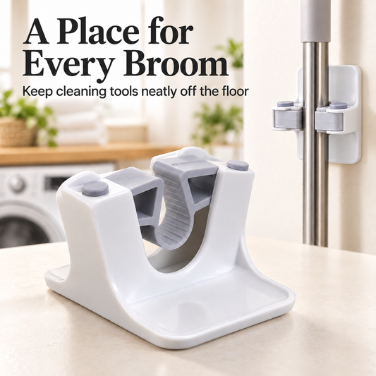 ✨Wall-Mounted Broom & Mop Holder – Easy-Grip, Space-Saving Organizer❄️