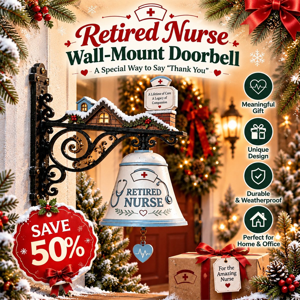 🎁 50% OFF ❤️ Retired Nurse Door Hanger™ – A Heartfelt Retirement Gift 🩺