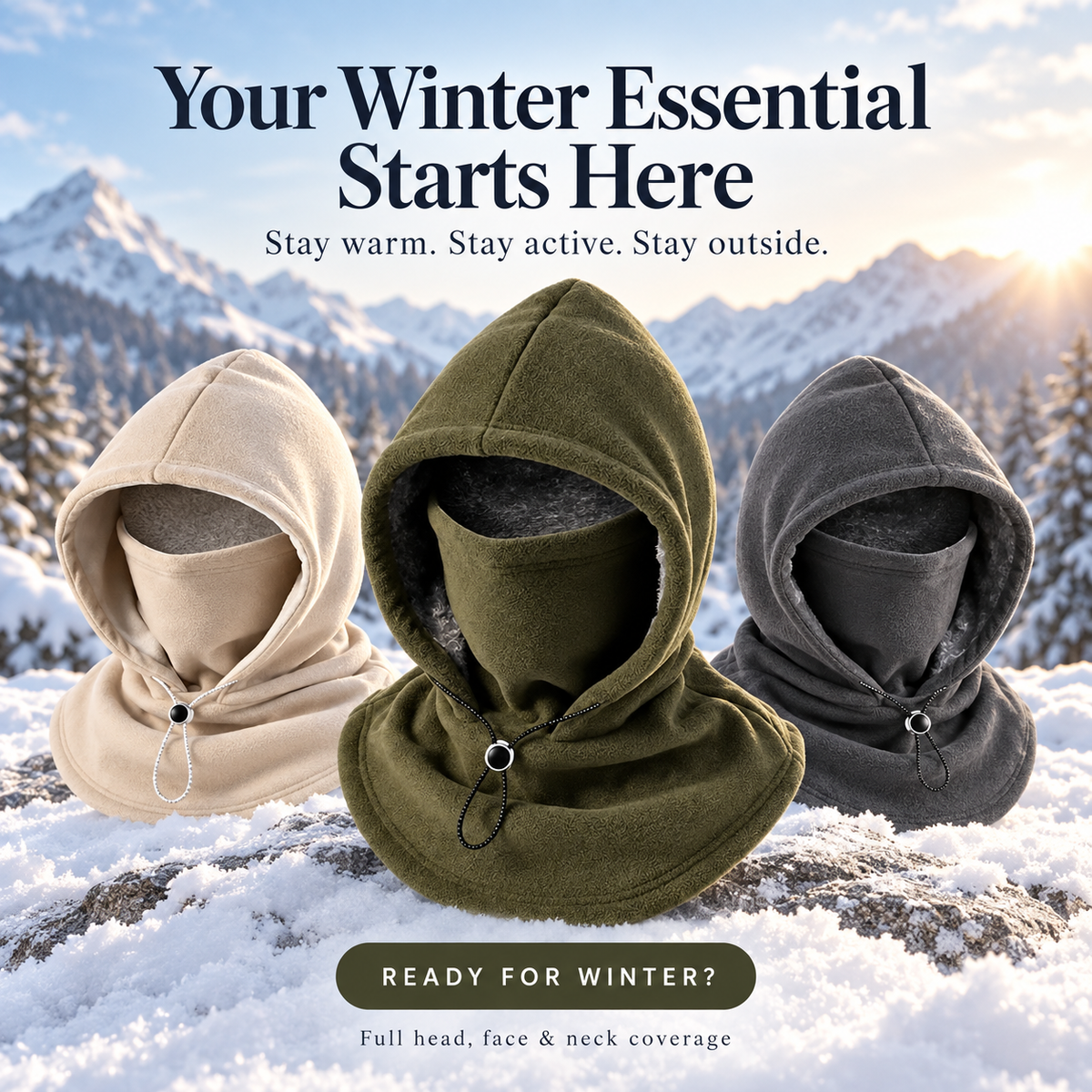 🥶 Fleece Balaclava Hood – 3-in-1 Winter Face Mask Hat For Skiing, Cycling & Outdoor Adventures