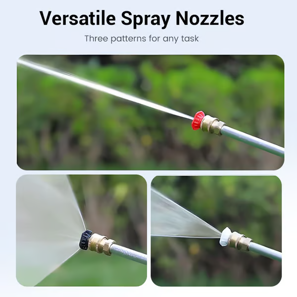 💦High-pressure water gun – 3 interchangeable nozzles, durable aluminium alloy & powerful ✨