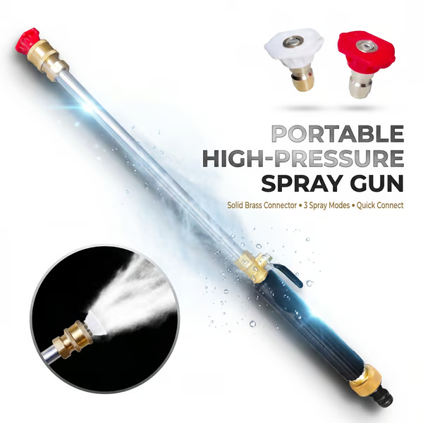 💦High-pressure water gun – 3 interchangeable nozzles, durable aluminium alloy & powerful ✨