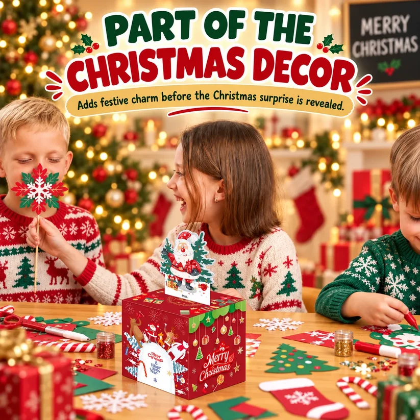 💵🎄 Christmas Money Pull Surprise Box 50 Fillable Pockets For Cash, Treats, Notes & More 🎁