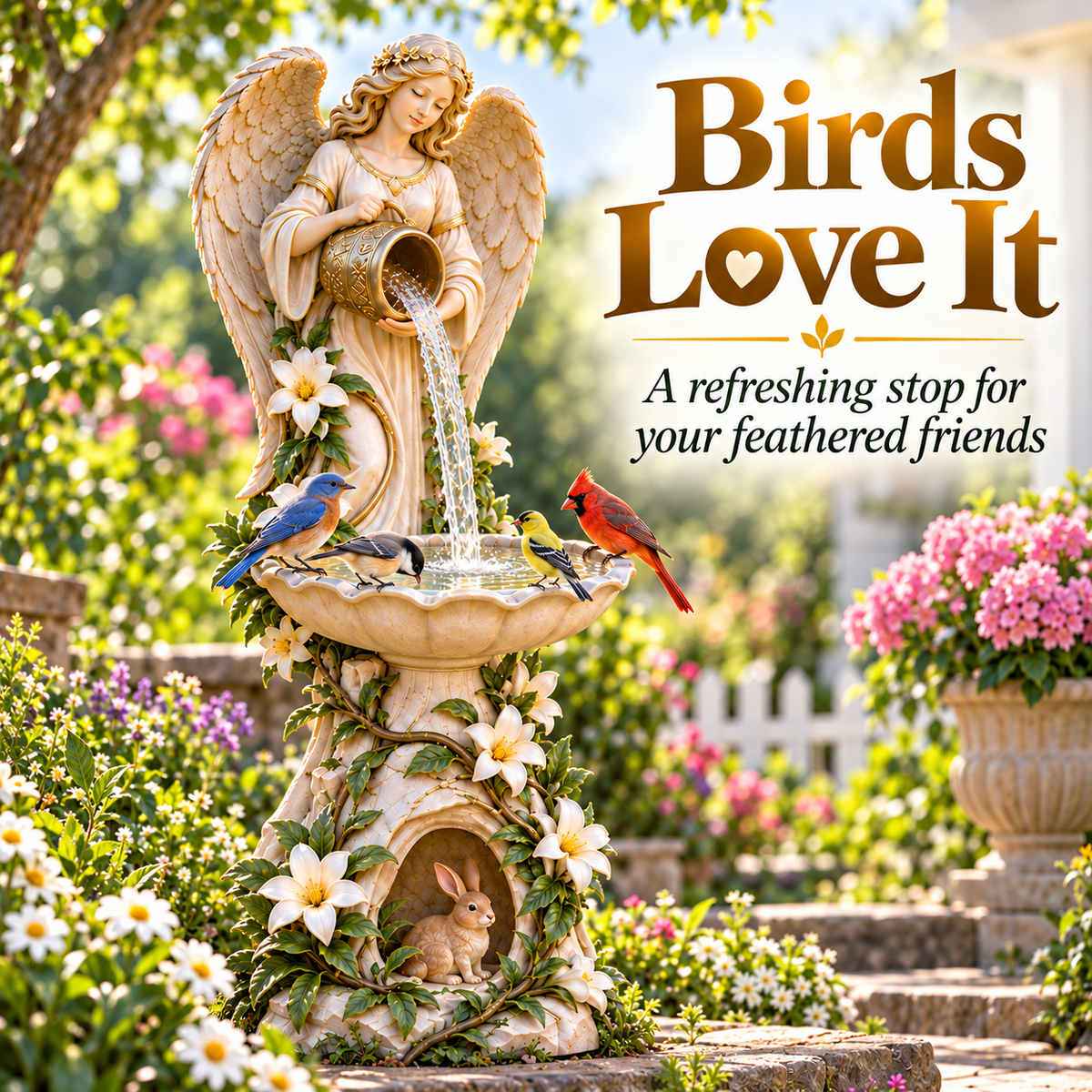 ☀️ Solar Angel Starlight Bird Waterer™🪽 – Lighted Garden Birdbath & Outdoor Decor