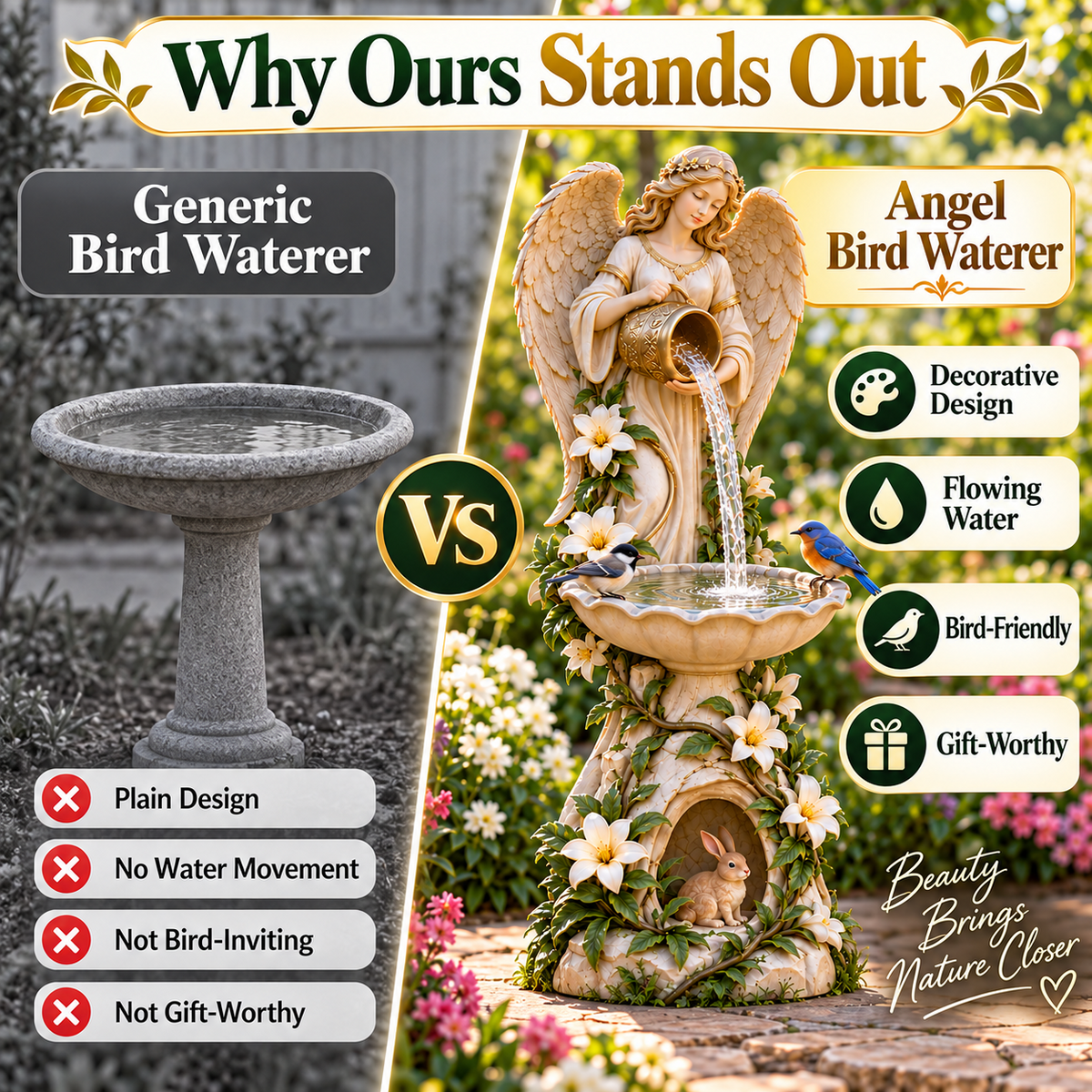 ☀️ Solar Angel Starlight Bird Waterer™🪽 – Lighted Garden Birdbath & Outdoor Decor