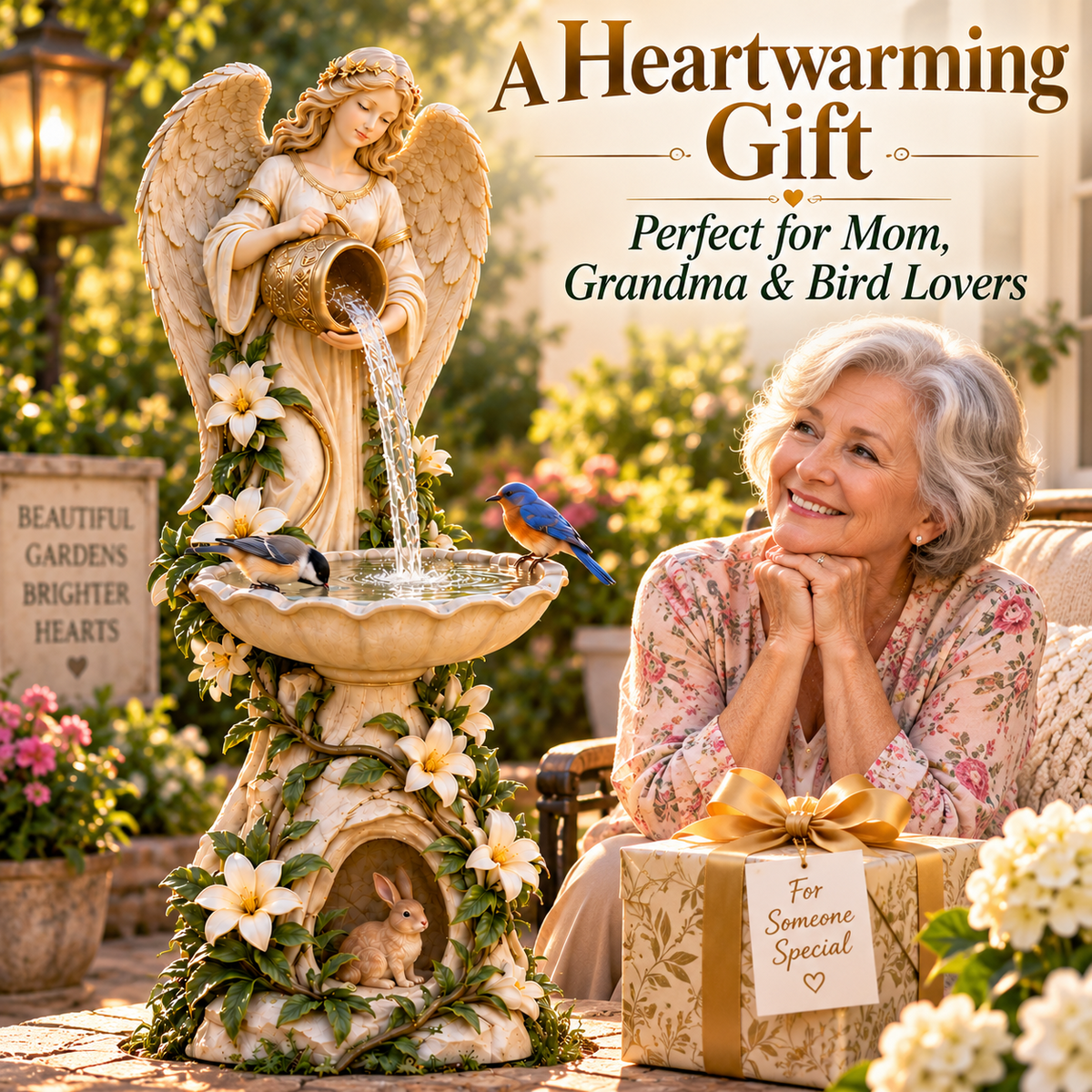 ☀️ Solar Angel Starlight Bird Waterer™🪽 – Lighted Garden Birdbath & Outdoor Decor