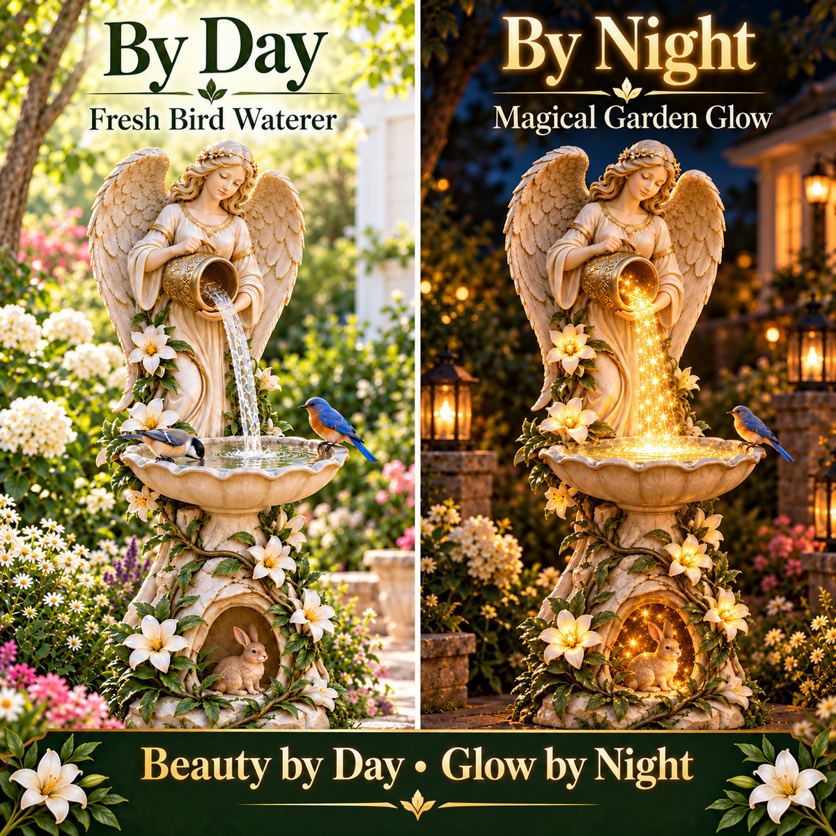 ☀️ Solar Angel Starlight Bird Waterer™🪽 – Lighted Garden Birdbath & Outdoor Decor