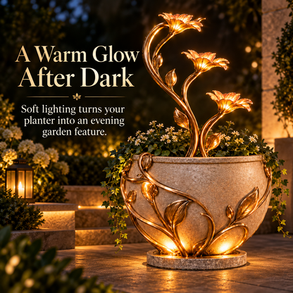 🌺 Golden Lily Cascade Planter ✨– 3-in-1 Lighted Waterfall Flower Pot