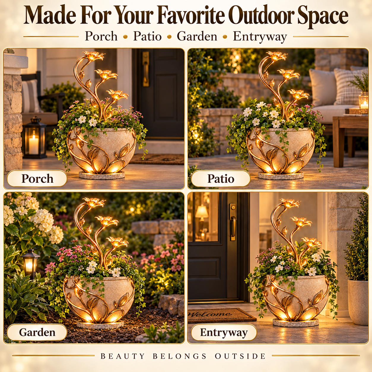 Golden Lily planter for porch patio garden and entryway