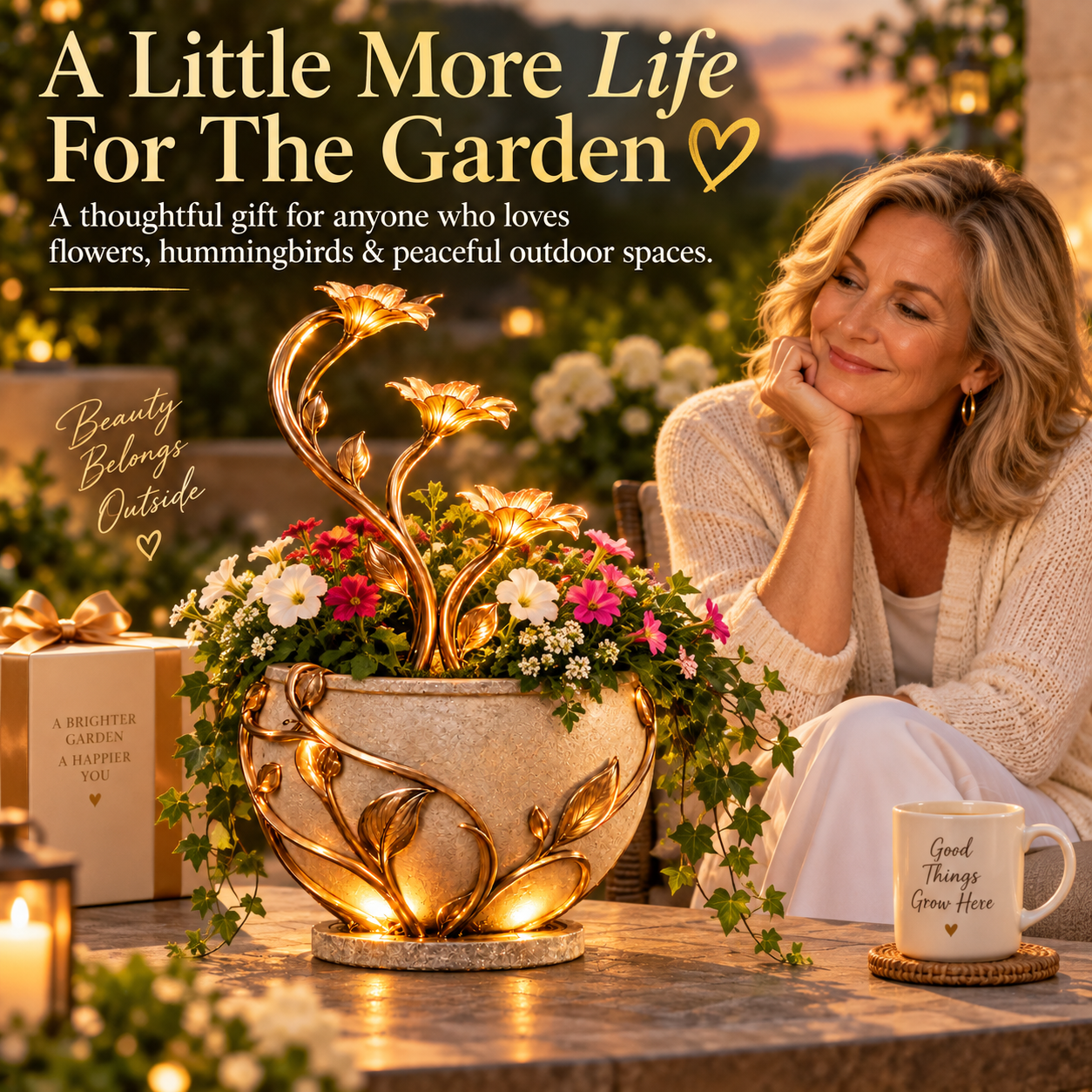 Golden Lily garden planter as a thoughtful gardening gift