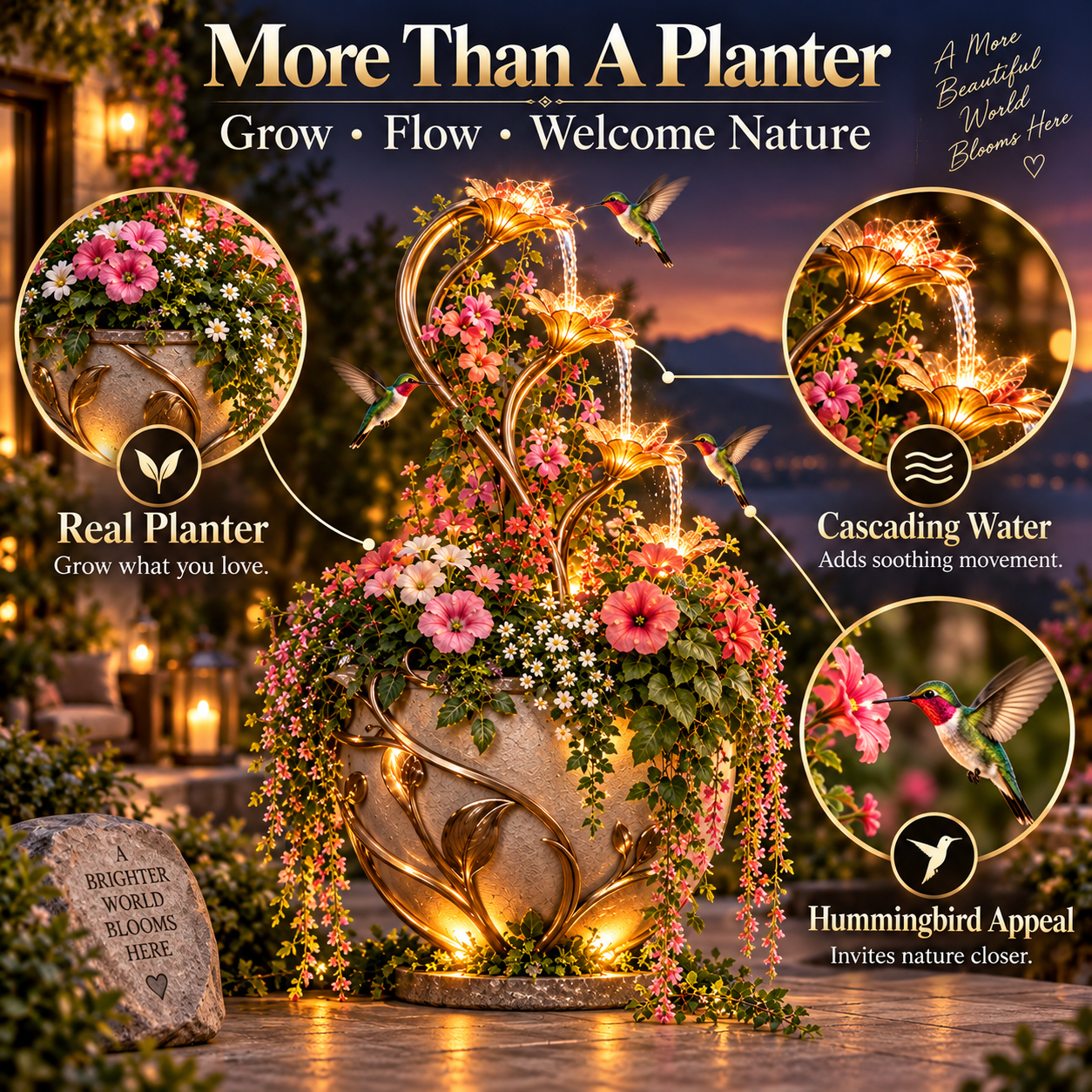 Golden Lily Cascade Planter three in one garden design
