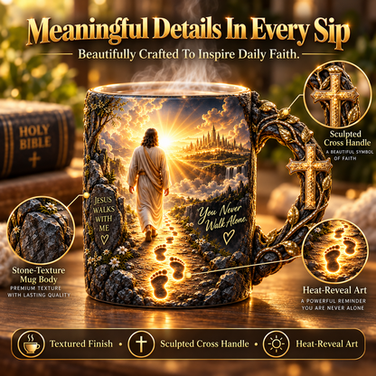 ✝️ Jesus Walks With Me™ – Heat-Reveal Faith Mug | You Are Never Alone