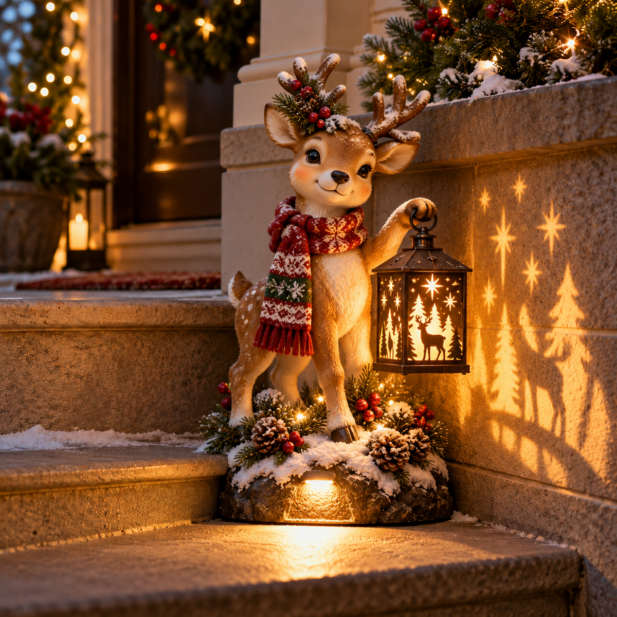 ⛄ Last Day 49% Snowman Nativity Glow™✨ – Solar Christmas Step Light with Holy Family Projection