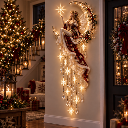 🦋 Enchanted Butterfly Moon™🌙 – Magical Fairy Starfall Wall Light with Cascading Crystal Glow🍀