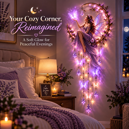 🦋 Enchanted Butterfly Moon™🌙 – Magical Fairy Starfall Wall Light with Cascading Crystal Glow🍀