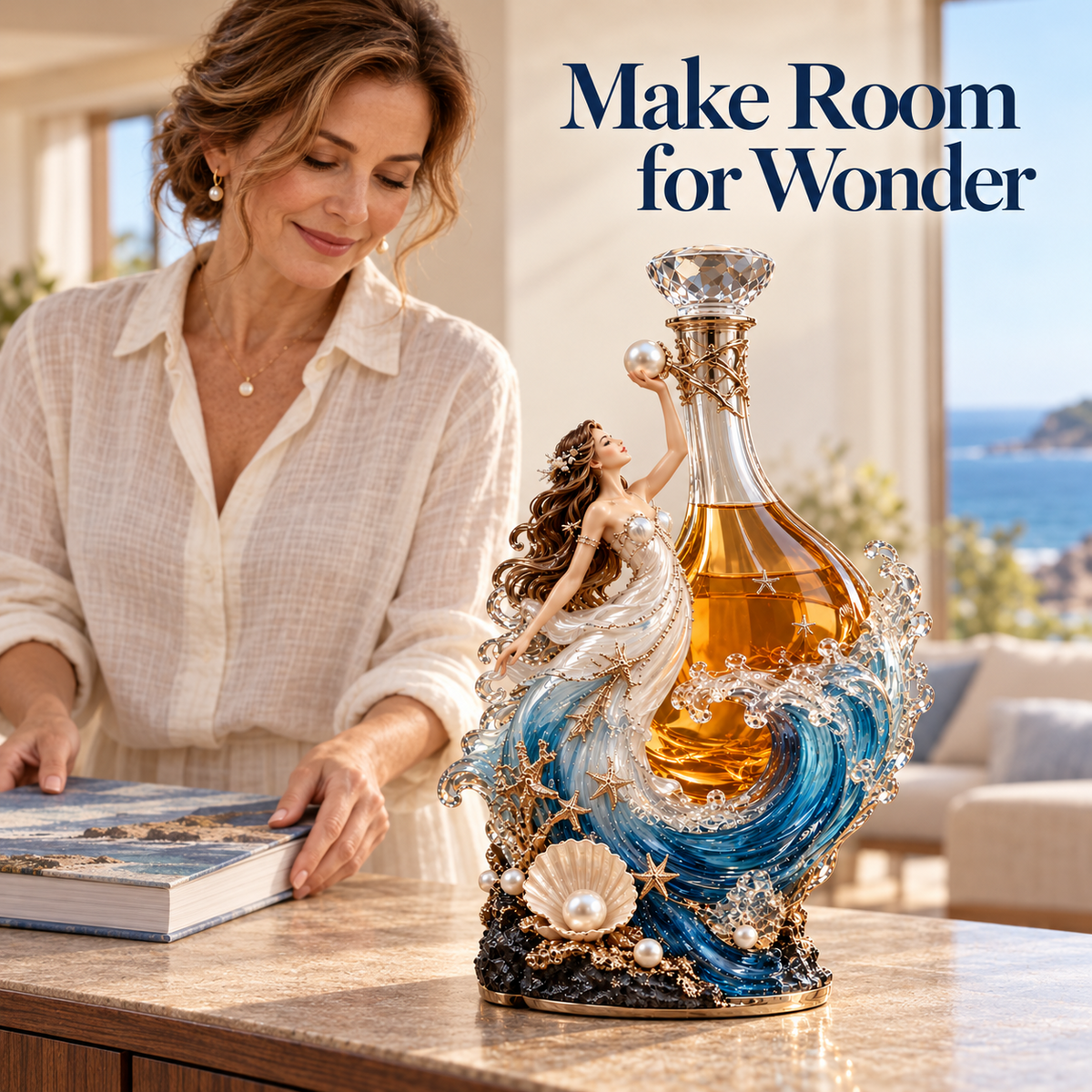 🌊 Ocean Goddess Decanter — Sculptural Wine & Whiskey Bottle