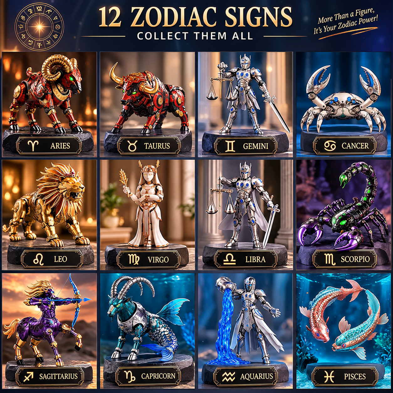 12 Zodiac Mecha collection with twelve mechanical zodiac designs