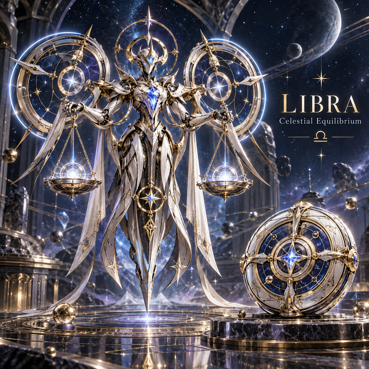 Libra celestial scales guardian