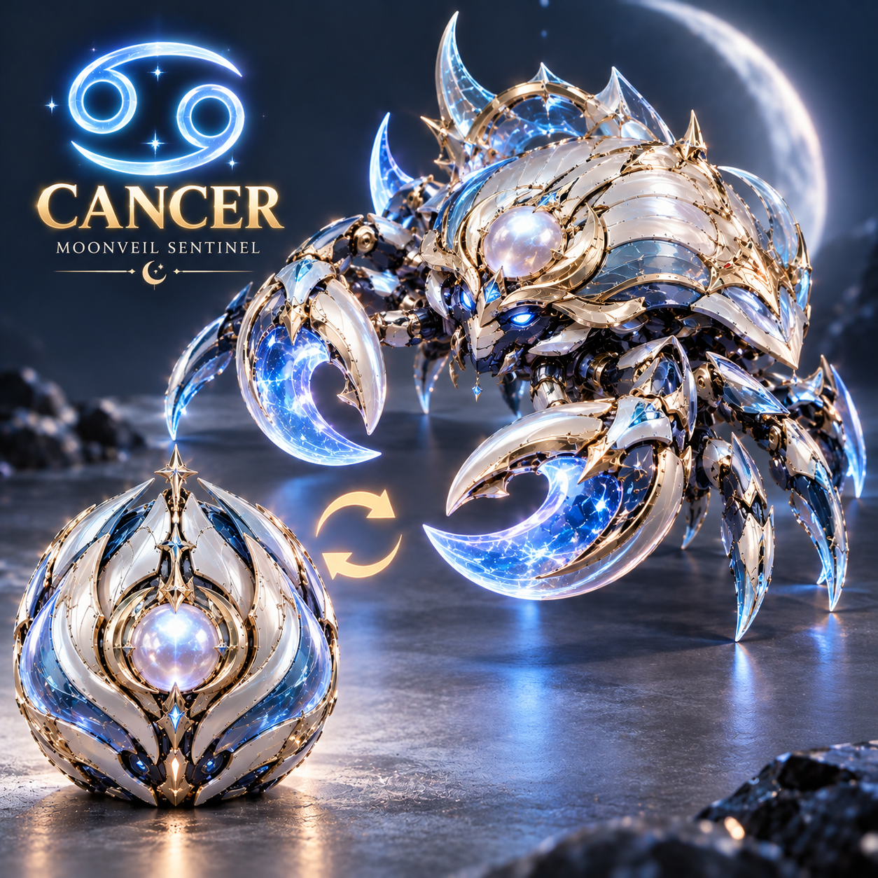 Cancer moon-inspired mechanical crab