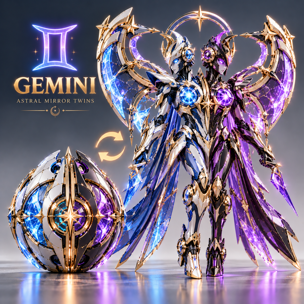Gemini blue purple twin guardian