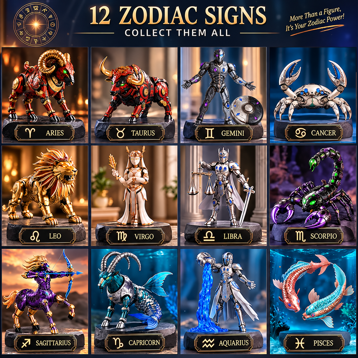 🤖12 Zodiac Mecha™✨ – 2-in-1 Transforming Robot Collectibles