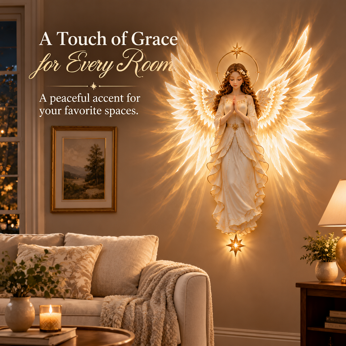 ✝️✨   Angel Wings Projection Wall Light – Christian Home Decor & Faith Gift