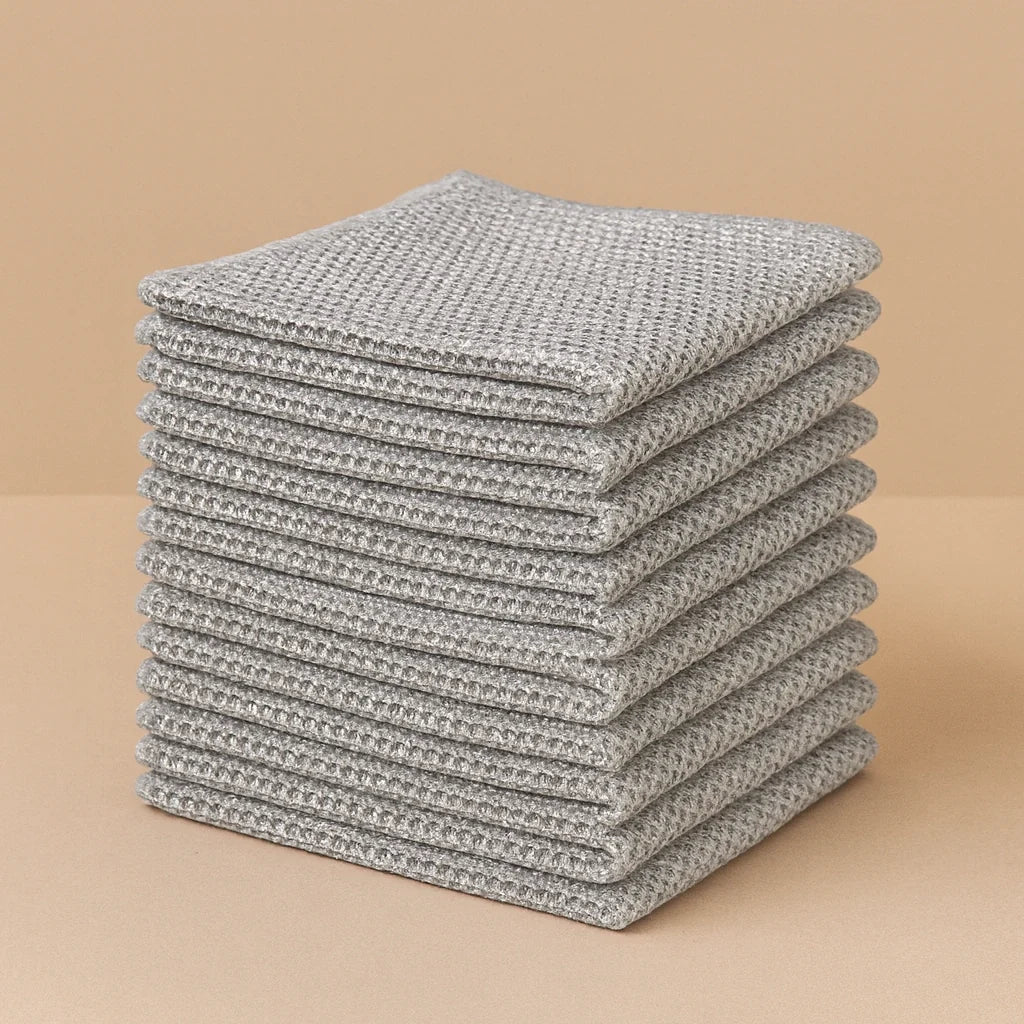 Stack of reusable Solara LuxScrub mesh cleaning cloths