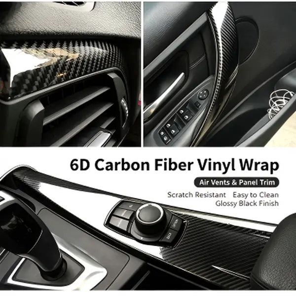 🚗 6D Gloss Carbon Fiber Vinyl Wrap – Peel, Stick & Upgrade Your Car’s Look