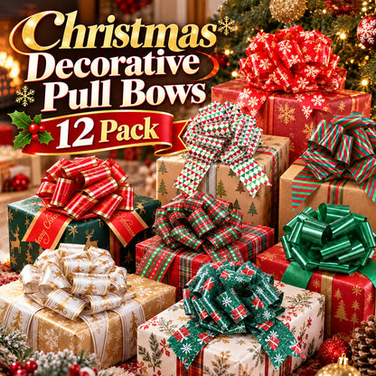 🎀Christmas Decorative Pull Bows--One Pull to a Full Bow, Festive Finishing Touch for Gifts🎁