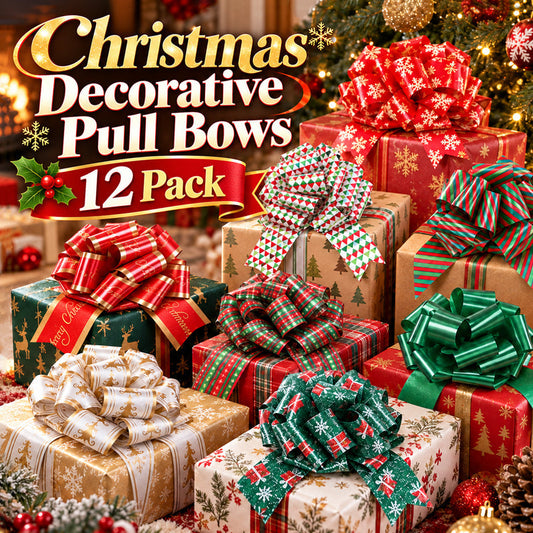 🎀Christmas Decorative Pull Bows--One Pull to a Full Bow, Festive Finishing Touch for Gifts🎁
