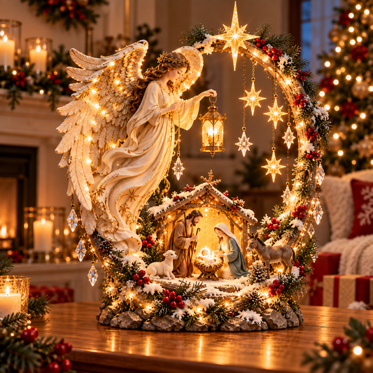 ✨ LAST DAY 49% OFF🔥 Light From Heaven Angel Nativity Christmas Centerpiece ✝️❄️