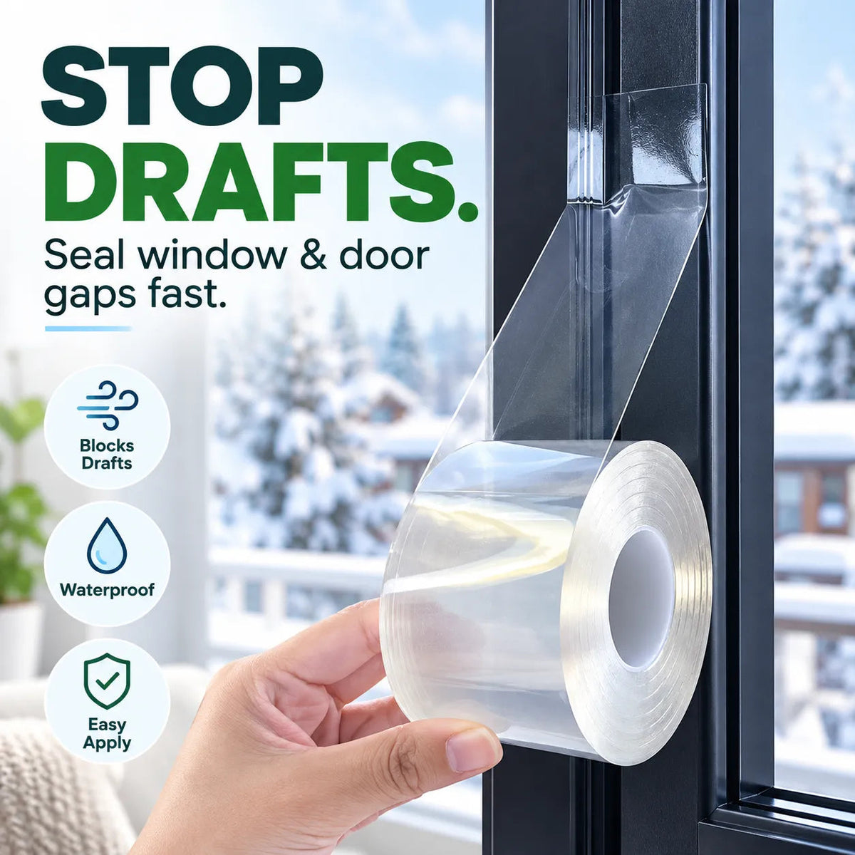 Clear Weather Sealing Tape – Waterproof Window & Door Gap Seal❄️