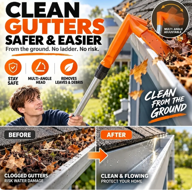 🔧✨ No-Climb Gutter Cleaning Tool⏳