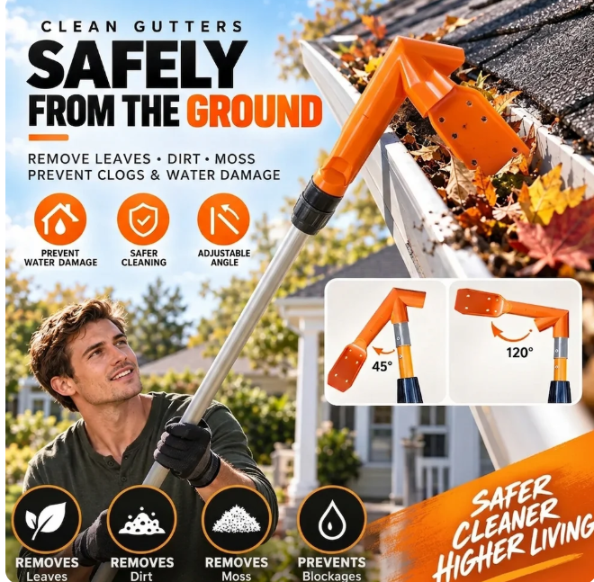 🔧✨ No-Climb Gutter Cleaning Tool⏳