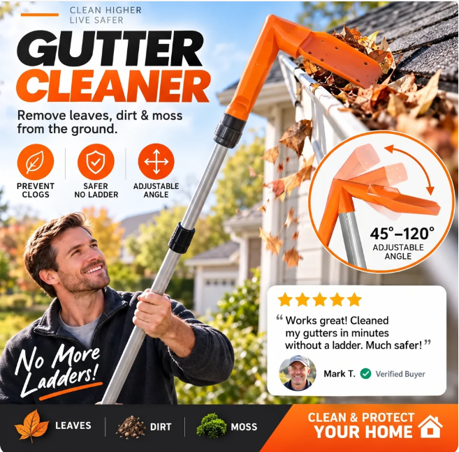 🔧✨ No-Climb Gutter Cleaning Tool⏳