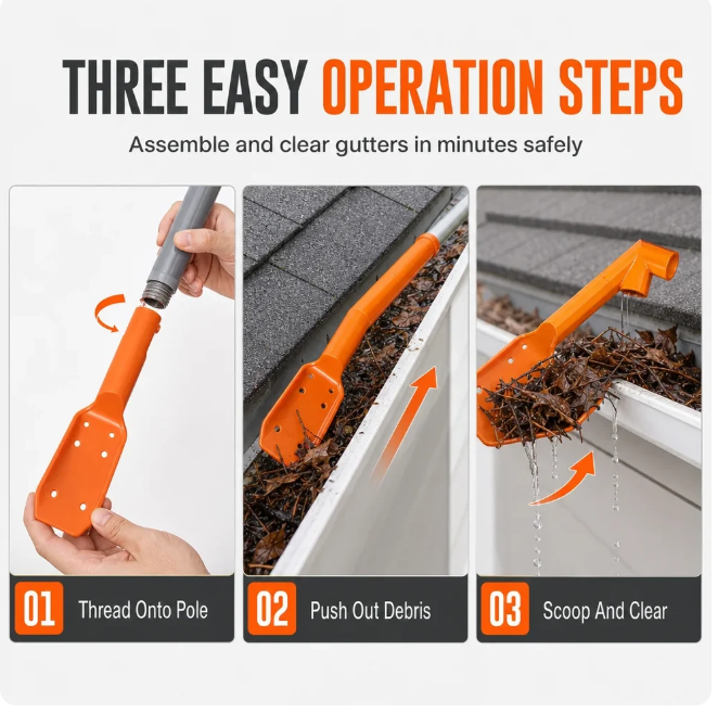 🔧✨ No-Climb Gutter Cleaning Tool⏳