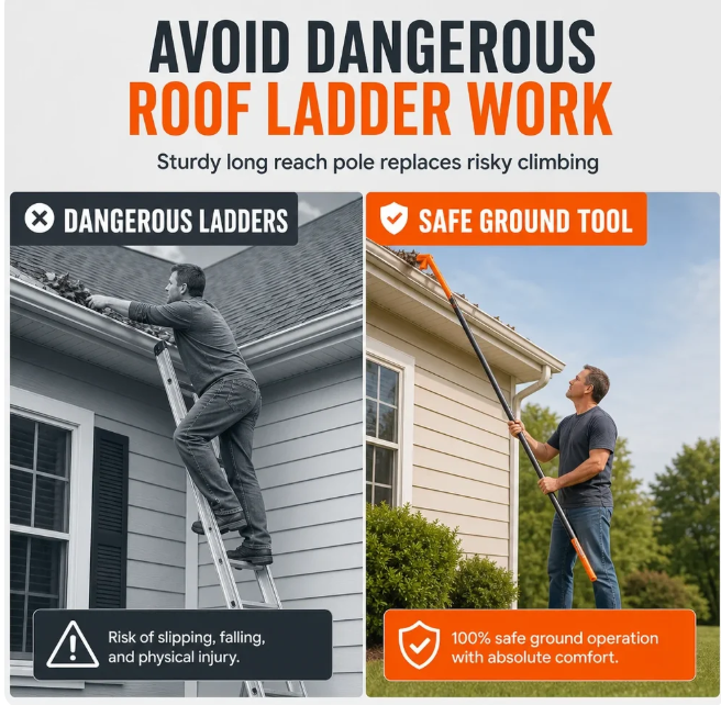 🔧✨ No-Climb Gutter Cleaning Tool⏳