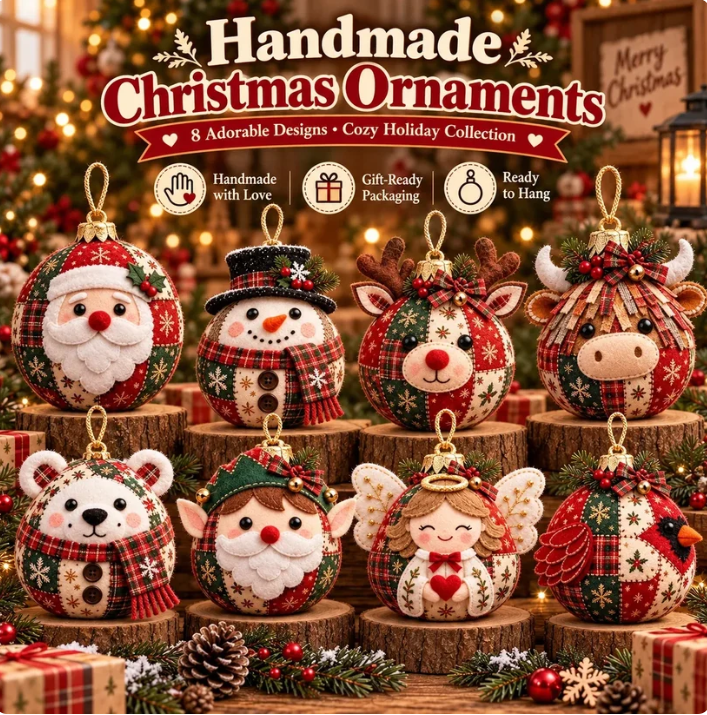 🎄Beginner-Friendly Cozy Patchwork Christmas Ornament Collection | 8 Festive Character Designs for Trees, Wreaths & Holiday Gifts ⏳