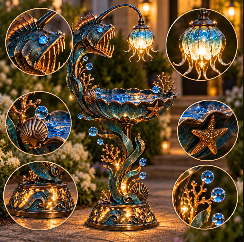 🌊 Abyss Glow Garden Fountain™ – Lighted Ocean-Inspired Outdoor Decor⏳