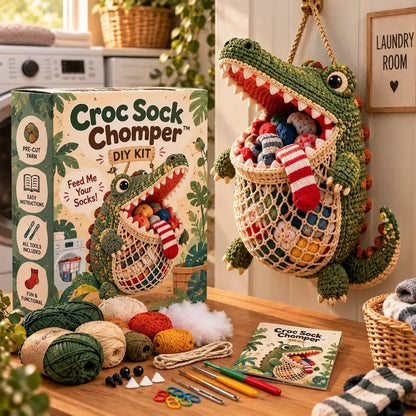 🔥Limited time 49% OFF🧦 DIY Crochet Animal Sock Holder Kit  🦈🐊