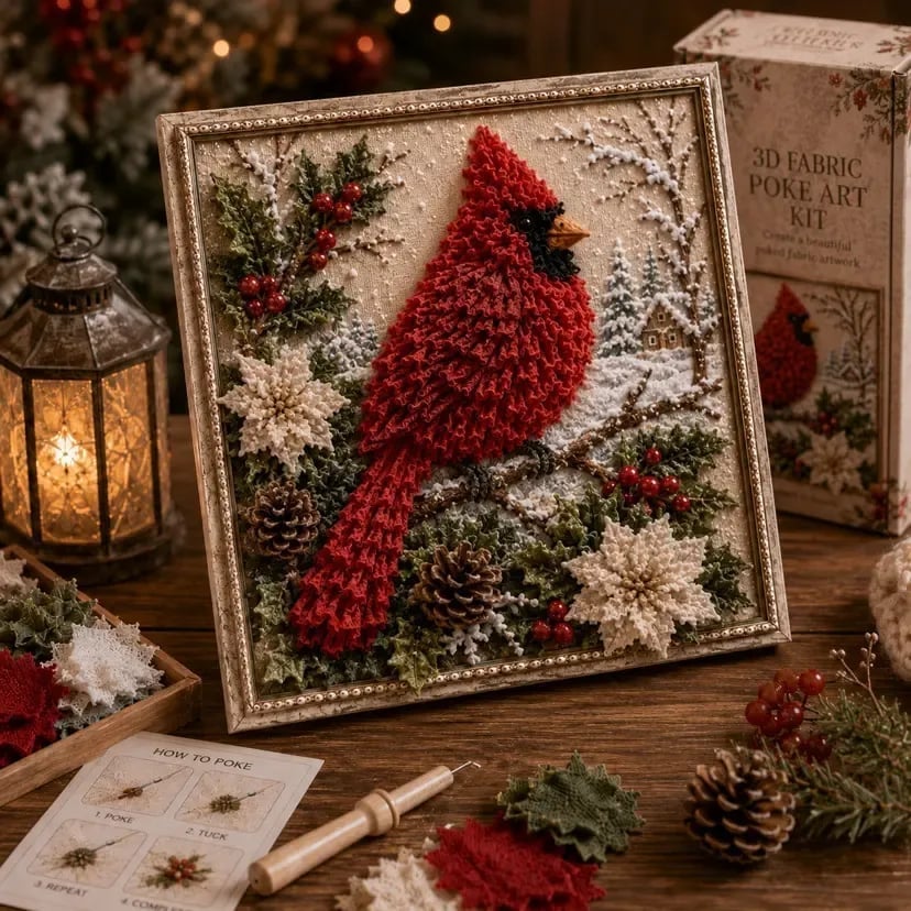 🎄 3D Christmas Fabric Poke Art Kit