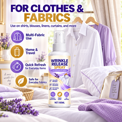 🔥 30% OFF | Wrinkle Release Spray 100ml – No Iron Needed! 👚✨🍀