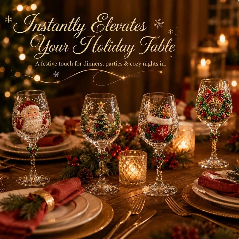 🔥 LLimited-Time Christmas 49% OFF 🥂Christmas 3D Wine Glass Collection Gift Box Set ✨