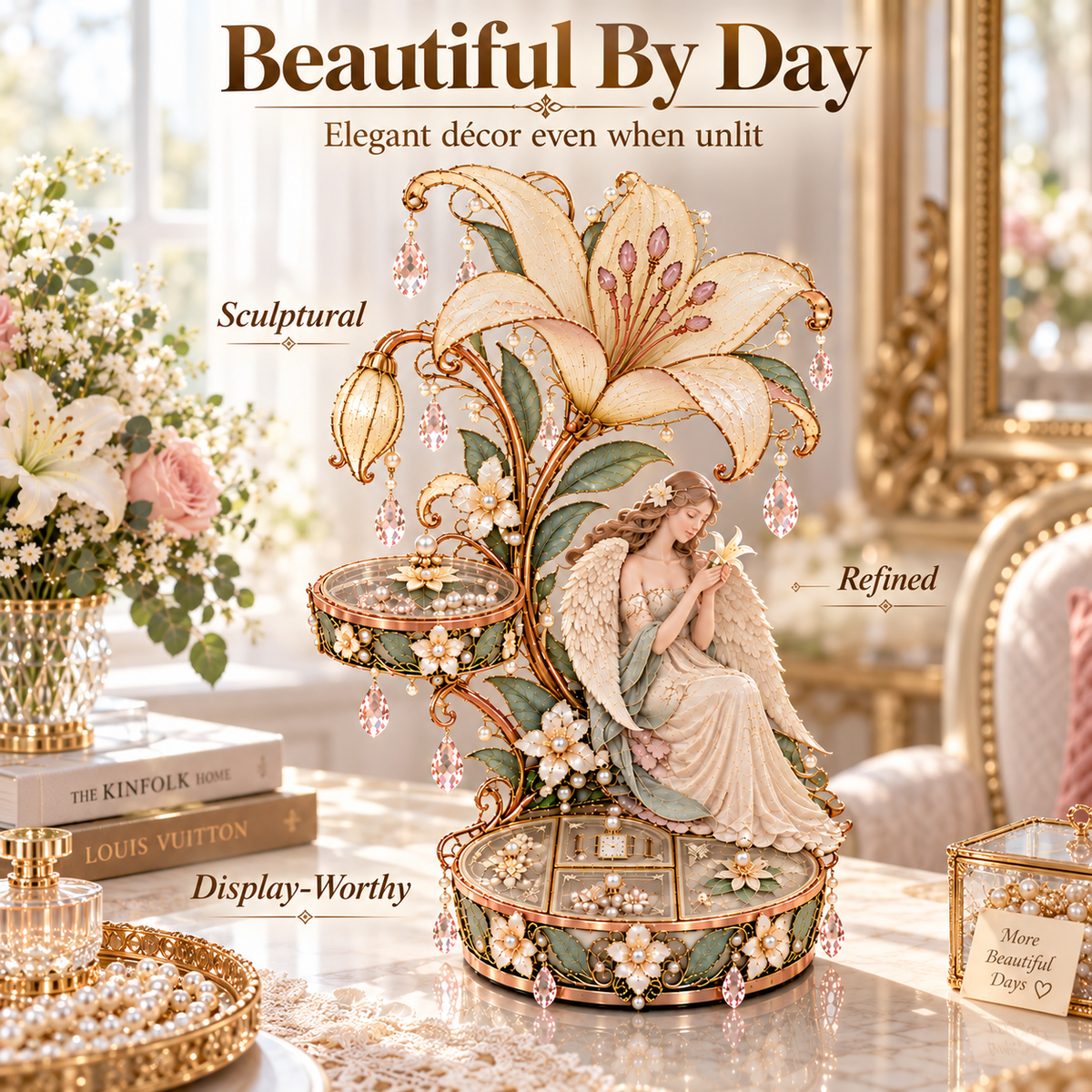 🌸 Angel Lily Treasure Lamp™ – Double-Layer Jewelry Storage with Warm Glow❄️