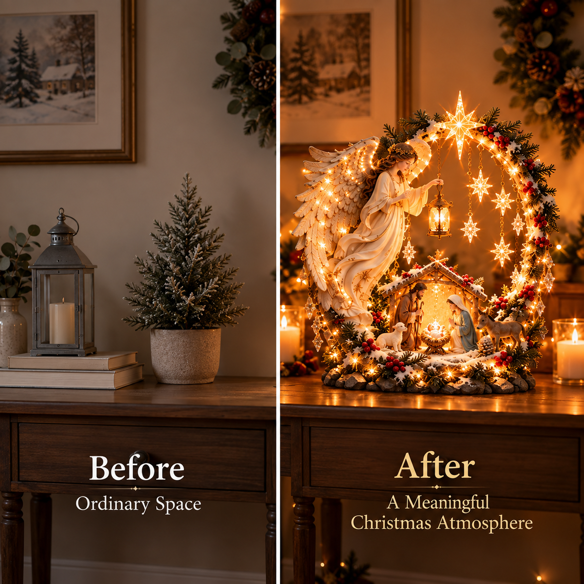 ✨ LAST DAY 49% OFF🔥 Light From Heaven Angel Nativity Christmas Centerpiece ✝️❄️